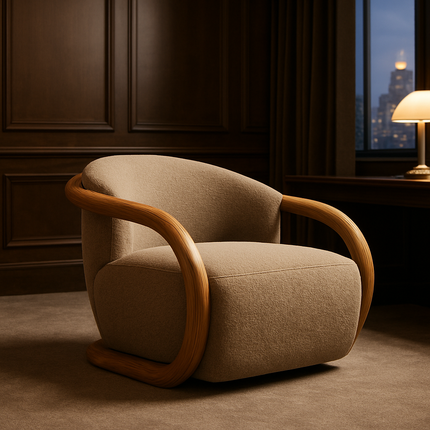 Eden Luxe Lounge Chair Mid Century Modern European Solid Wood Frame Fixed Base Accent Chair Living Room and Bedroom
