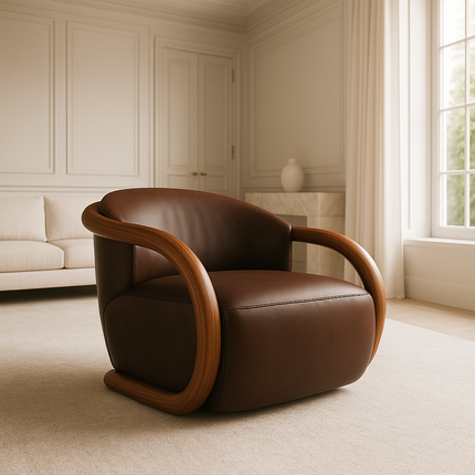 Eden Luxe Lounge Chair Mid Century Modern European Solid Wood Frame Fixed Base Accent Chair Living Room and Bedroom