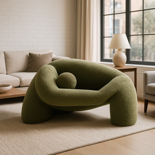 Whisper Ease Mid Century Modern Sculptural Lounge Chair for Living Room and Lounge