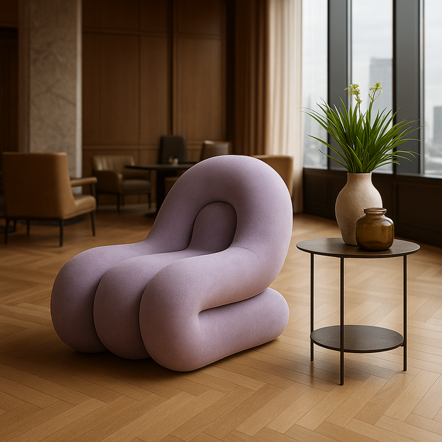 Cloud Drift Modern European Sculptural Accent Chair with Fixed Base Lounge Chair for Living Room and Lounge