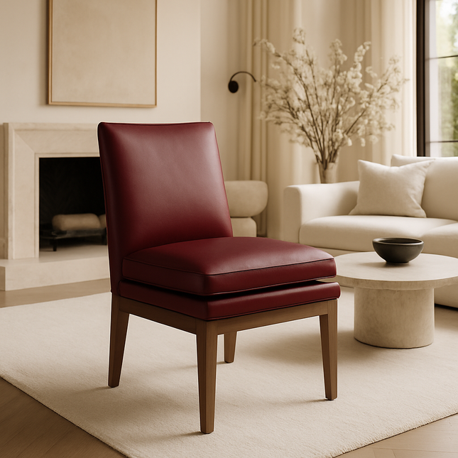 Lorin Modern Dining Chair Custom Made Minimal Design with Solid Wood Base Ideal for Dining Room Formal Dining Area