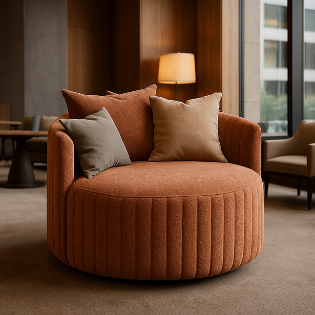 Mariel Round Wide Base Upholstered Barrel Accent Chair for Living Room - Uber Decor
