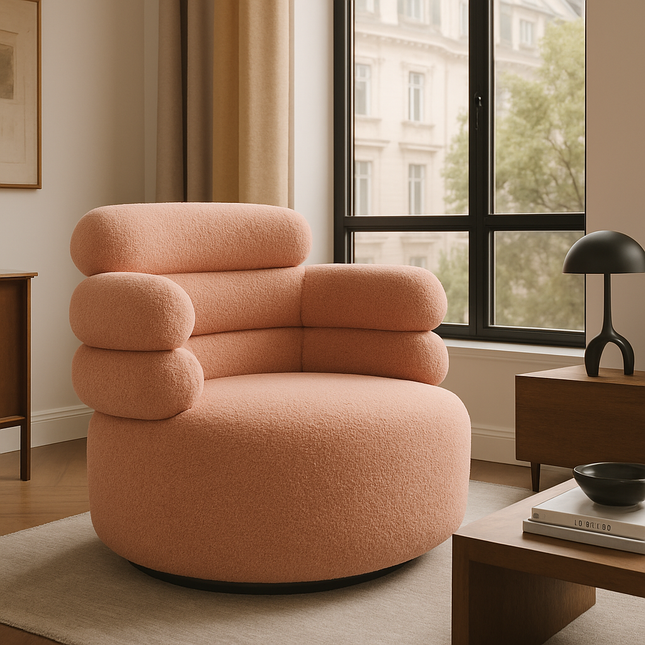 Zerelle 360 Revolving Swivel Leisure Accent Chair with 3 Tier Tall Backrest - Uber Decor