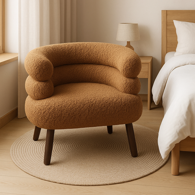 LuxeLamb Boucle Armchair - Modern Single Sofa for Living Room and Bedroom - Uber Decor