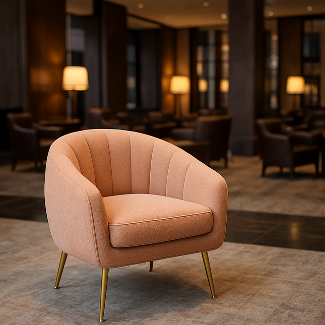 Glam Modern Cozy Vanity Chair with Gold Metal Legs - Upholstered Armchair - Uber Decor