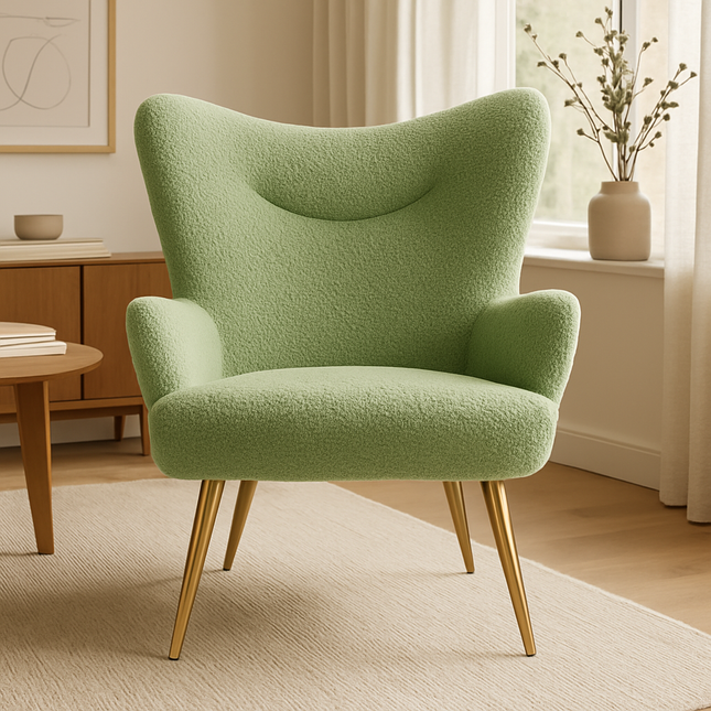 Myraa Sleek Accent Chair - Modern Vanity Chair Fabric Accent Chair with High Back - Uber Decor