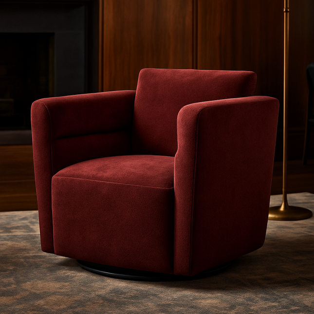 Celisse- Classic Wide Seat Upholstered Optional 360 Revolving Swivel Arm Barrel Chair for Living Room