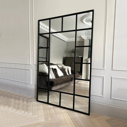 PaneGleam- Window Pane Metal Framed Mirror for Living Room Foyer, Hallway, Bedroom or Hotel - Uber Decor
