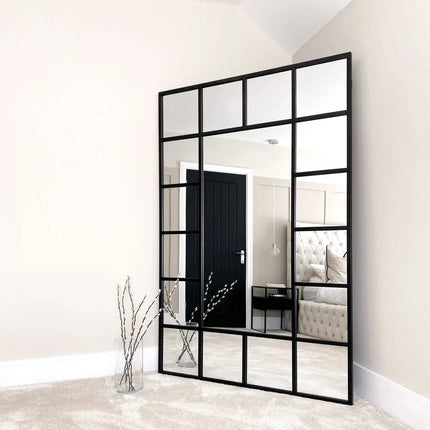 PaneGleam- Window Pane Metal Framed Mirror for Living Room Foyer, Hallway, Bedroom or Hotel - Uber Decor