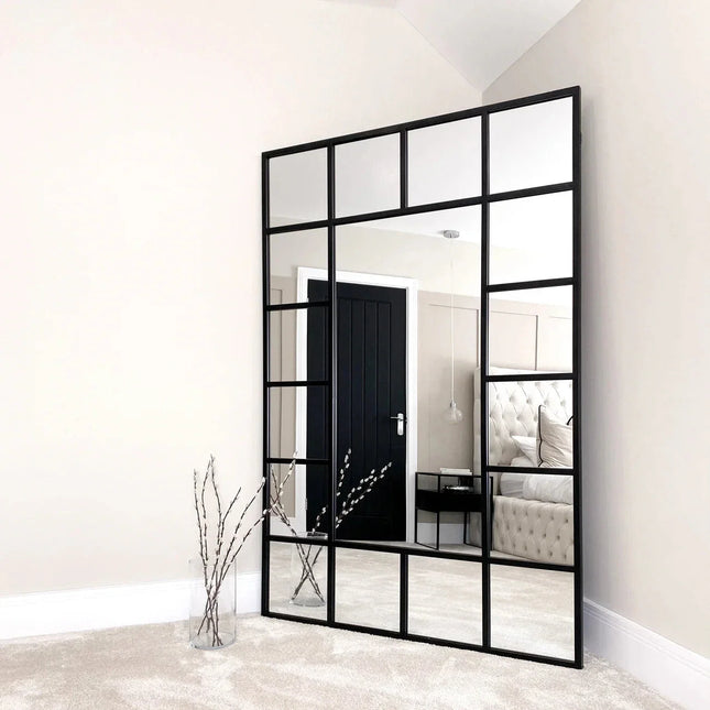 PaneGleam- Window Pane Metal Framed Mirror for Living Room Foyer, Hallway, Bedroom or Hotel - Uber Decor