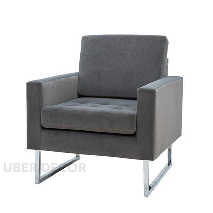 Soreva- Contemporary Chic Style Aesthetic Tufted Accent Chair with Sleek Stainless Steel Legs