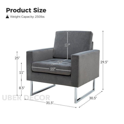 Soreva- Contemporary Chic Style Aesthetic Tufted Accent Chair with Sleek Stainless Steel Legs