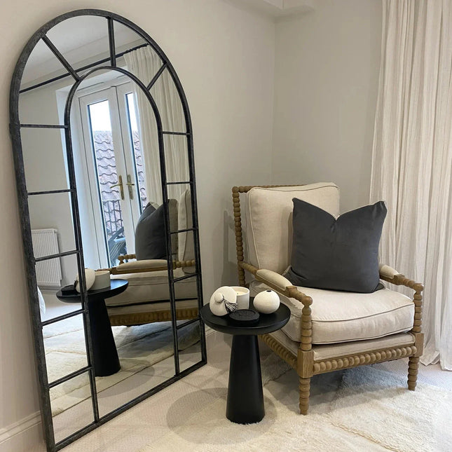LucentArc- Arched Grid Shaped Full Length Metal Framed Large Size Mirror for Bedroom or Living Room Foyer - Uber Decor