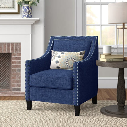 Rhesia- Traditional Style Square Shaped Embellished Upholstered Armchair for Living Room or Study - Uber Decor