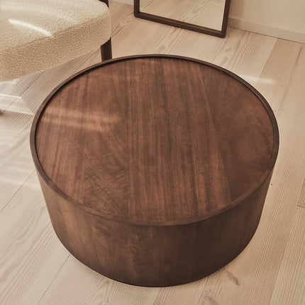 Argun Round Coffee Table Modern Minimal Contemporary Coastal Inspired Designer Center Table Custom Finish Drum Table for Relaxed Seating Area