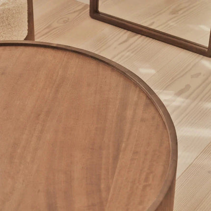 Argun Round Coffee Table Modern Minimal Contemporary Coastal Inspired Designer Center Table Custom Finish Drum Table for Relaxed Seating Area