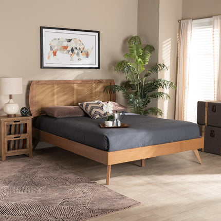 OakBend Contemporary Curved Rattan Platform Customisable Bed for Guest Spaces - Uber Decor