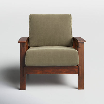 Talia- Solid Wood Modern Fusion Reclined Back Upholstered Armchair for Living Room or Bedroom - Uber Decor
