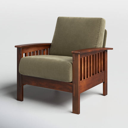 Talia- Solid Wood Modern Fusion Reclined Back Upholstered Armchair for Living Room or Bedroom - Uber Decor