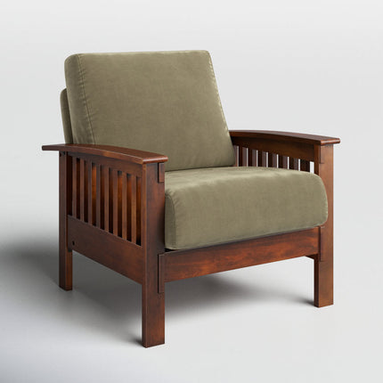 Talia- Solid Wood Modern Fusion Reclined Back Upholstered Armchair for Living Room or Bedroom - Uber Decor