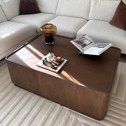 Fen Rectangular Coffee Table Modern Transitional Neo Classic European Designer Center Table Custom Finish Minimal Block Table for Formal Lounge