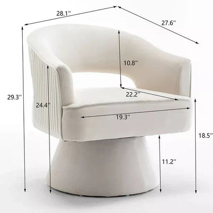 Ravelle- Modern U-Back Leather Accent Chair with Upholstered Round 360 Revolving Swivel Barrel Armchair for Living Room - Uber Decor