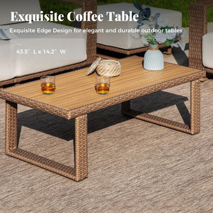 Breezewood Haven Wicker Rattan Outdoor Sofa Set, Patio Conversation Garden Lounge Set, Japandi Boho Poolside Terrace Porch Sofa