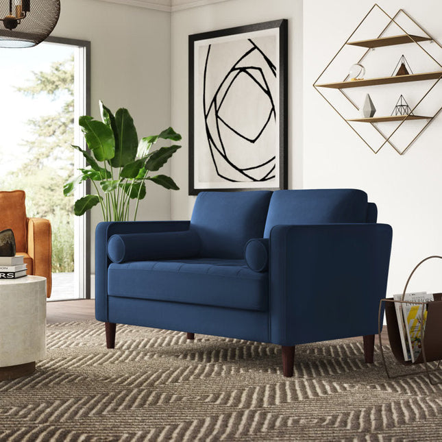 Malta 52" Square-Arm Tufted Loveseat – Customisable Mid-Century Modern Sofa - Uber Decor