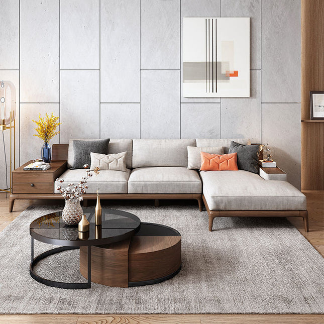 Monaco Japandi Modern Sectional Sofa Couch with Lounger for Living Room & Lounges