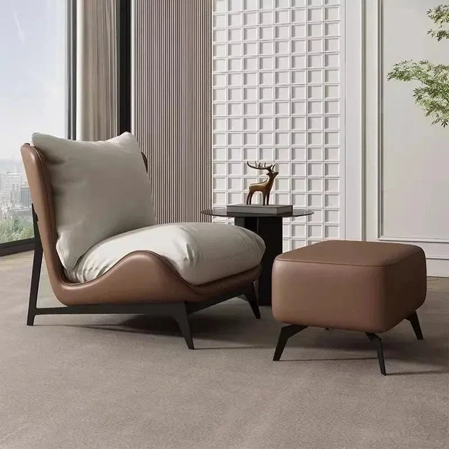 ARLO – Modern Nordic Lounge Chair with Ottoman | Designer Living Room Accent Recliner - Uber Decor