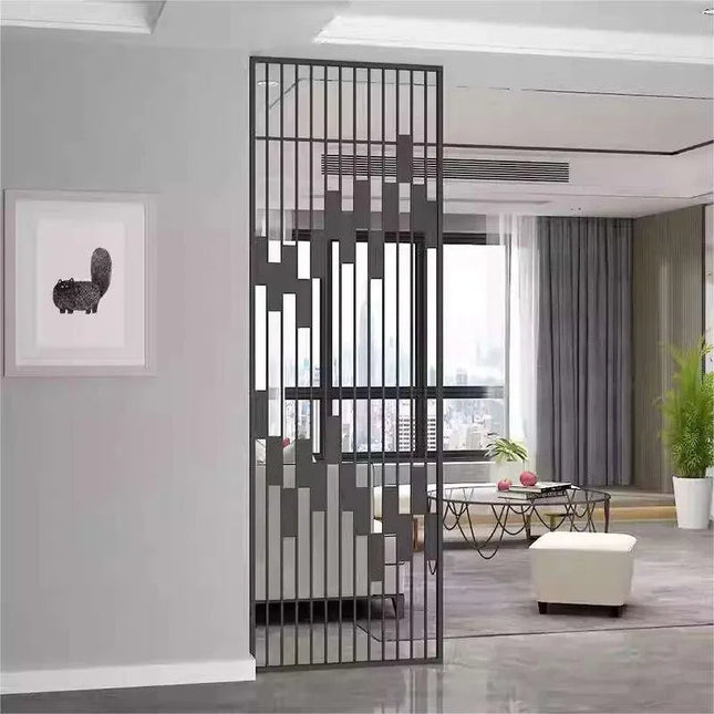 ARCO Stainless Steel Architectural Room Divider With Vertical Slat Design For Living Room Dining Area And Transitional Interior Spaces