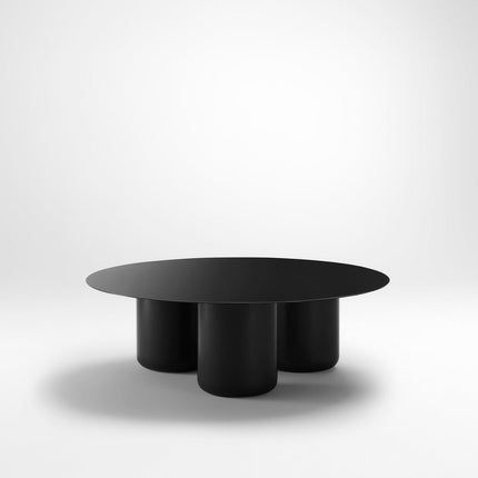 Ord Modern Sculptural Cobalt Blue Round Minimalist Center Table with Cylindrical Base for Living Room - Uber Decor