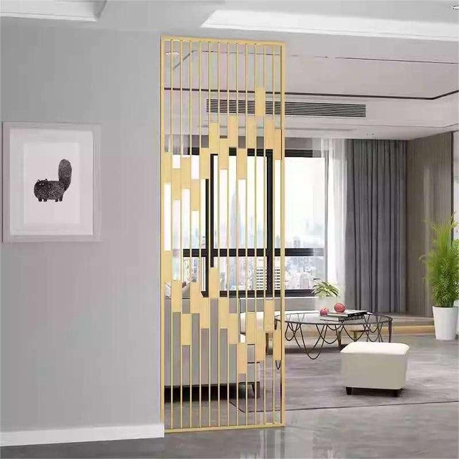 ARCO Stainless Steel Architectural Room Divider With Vertical Slat Design For Living Room Dining Area And Transitional Interior Spaces