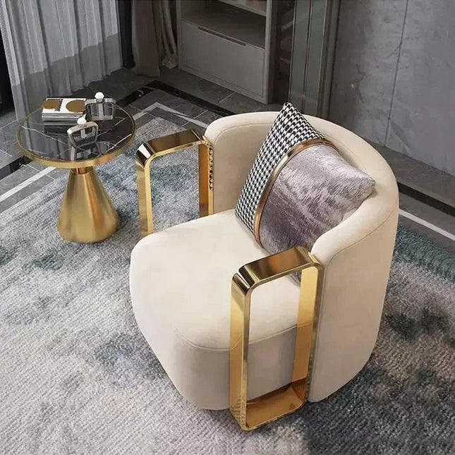 Aurelia Luxe – Modern Gold Metal Frame Accent Chair for Living Room, Bedroom & Dining Spaces - Uber Decor