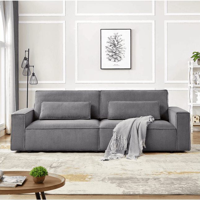 Lunesso Wabi‑Sabi Modern 2‑3 Seater Corduroy Sofa – Japandi-Inspired Compact Couch for Living Room & Studio - Uber Decor
