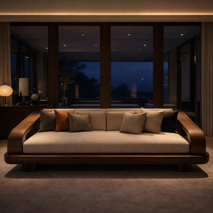 Toronto Luxury Wooden Sofa Sculptural Modern Couch for Living Room