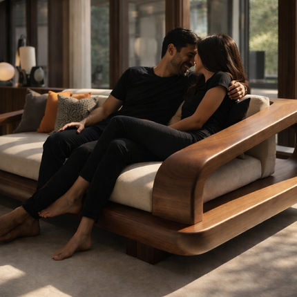 Toronto Luxury Wooden Sofa Sculptural Modern Couch for Living Room