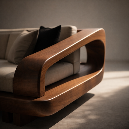 Toronto Luxury Wooden Sofa Sculptural Modern Couch for Living Room