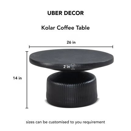 Kolar Wabi-Sabi Sculptural Japandi Coffee Table – Mid-Century Scandinavian Solid Wood Center Table with Solid Base for Living Room