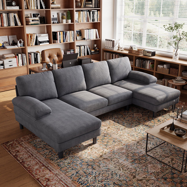 Zenora Wabi‑Sabi Modern Sectional Sofa Set with Chaise – Spacious Couch for Living & Study Spaces - Uber Decor