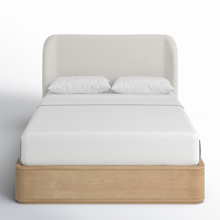 OakGlide Minimalist Platform Customisable Bed with Upholstered Headboard for Contemporary Bedrooms - Uber Decor