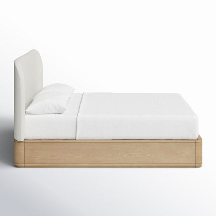 OakGlide Minimalist Platform Customisable Bed with Upholstered Headboard for Contemporary Bedrooms - Uber Decor