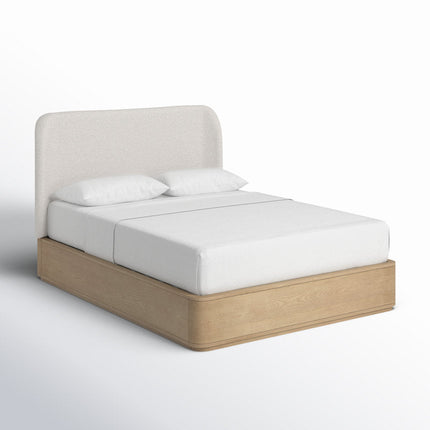 OakGlide Minimalist Platform Customisable Bed with Upholstered Headboard for Contemporary Bedrooms - Uber Decor