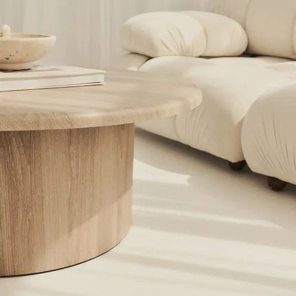 Marico Round Coffee Table Modern Contemporary Bauhaus Inspired Designer Center Table Custom Finish Minimalist Accent Table for Cozy Seating Area