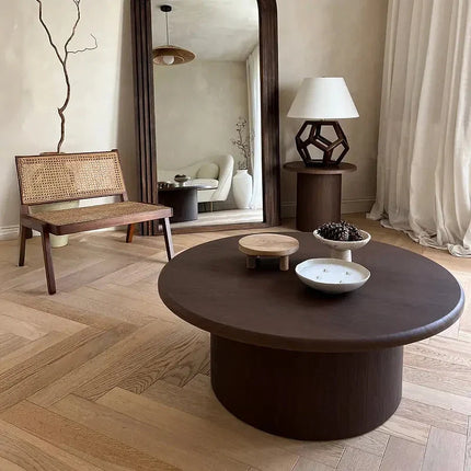 Marico Round Coffee Table Modern Contemporary Bauhaus Inspired Designer Center Table Custom Finish Minimalist Accent Table for Cozy Seating Area