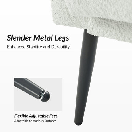 Mirena Modern Wide Base Boucle Armchair with Curved Back, Armrests and Metal Legs - Uber Decor