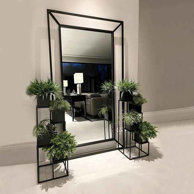 IronGlow- Full Length Metal Framed Large Size Mirror for High Ceiling Living Room, Entrance Foyer, Living Room, Boutique or Clothing Store - Uber Decor