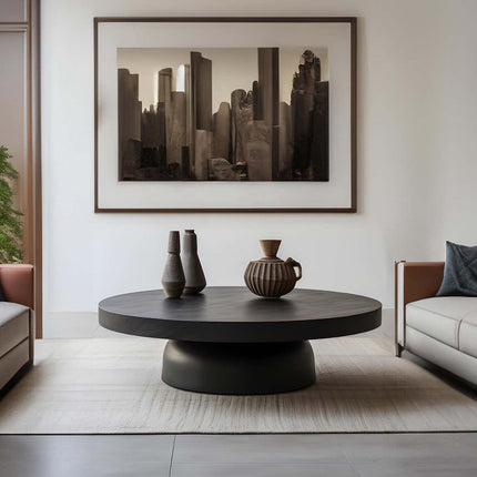 Bia round coffee table for living room mid century modern Scandinavian Japandi inspired solid wood center table for sofa seating