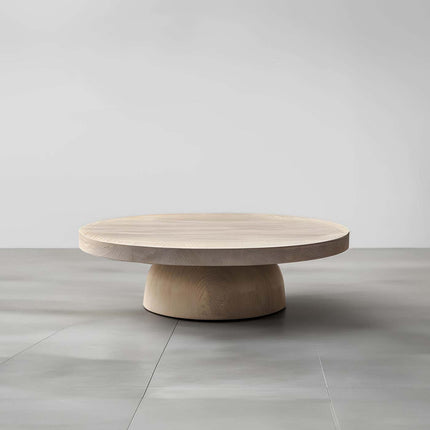 Bia round coffee table for living room mid century modern Scandinavian Japandi inspired solid wood center table for sofa seating