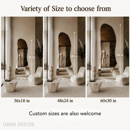 Miraan Frameless Full Length Irregular Wall Mirror - Uber Decor